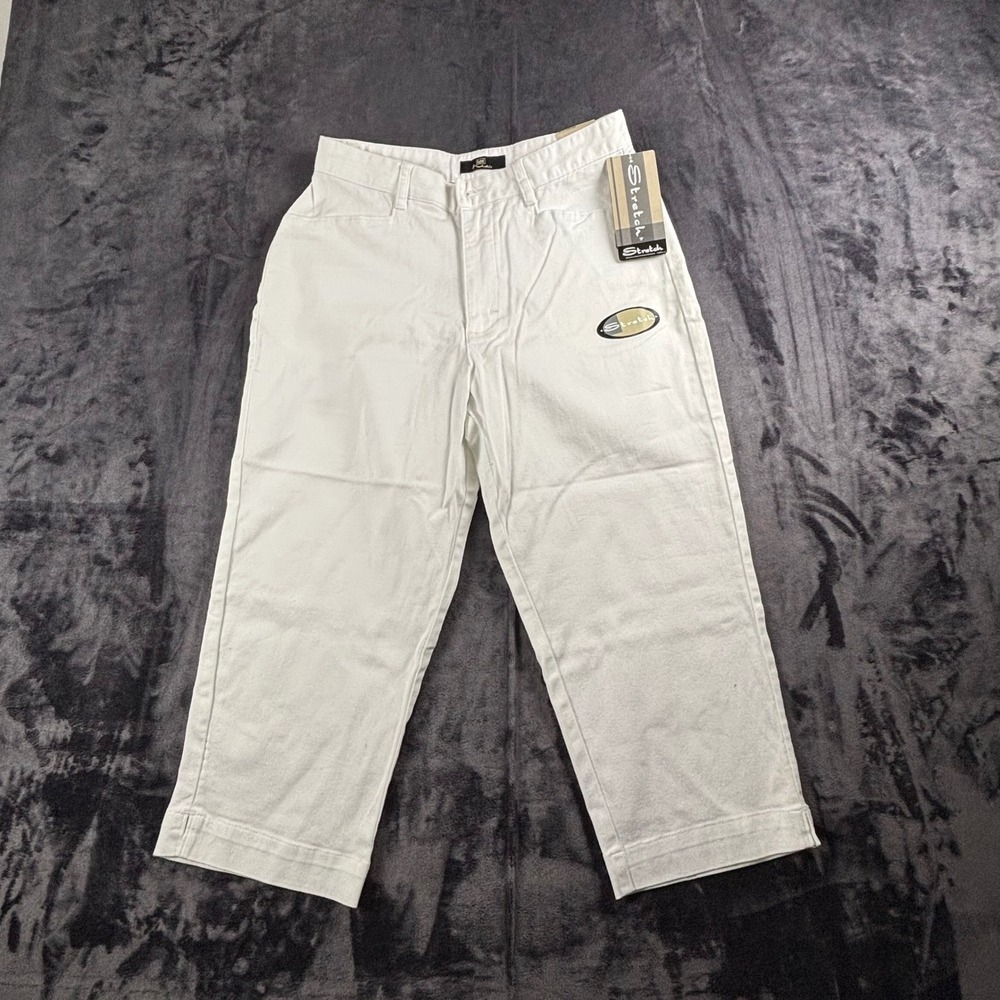 NWT Lee Khakis Capri Pants Womens 6M White Stretch Cotton Straight Leg 498-2611